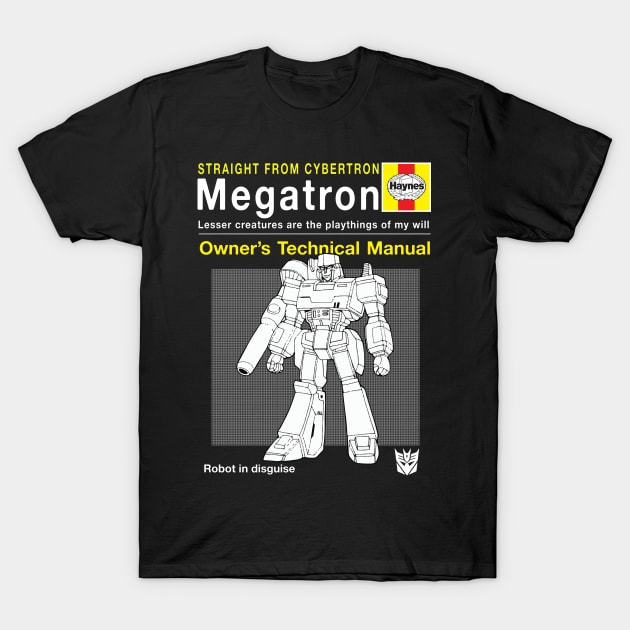 Megatron Haynes Manual Transformers T-Shirt by Bevatron